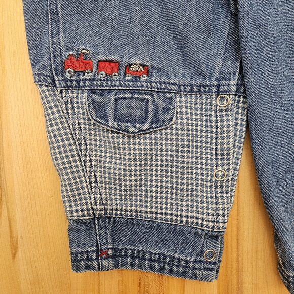 Vintage Baby Looney Tunes Overalls 2T 24 Mo Denim Bugs Bunny Jeans Choo Trains - Picture 4 of 12
